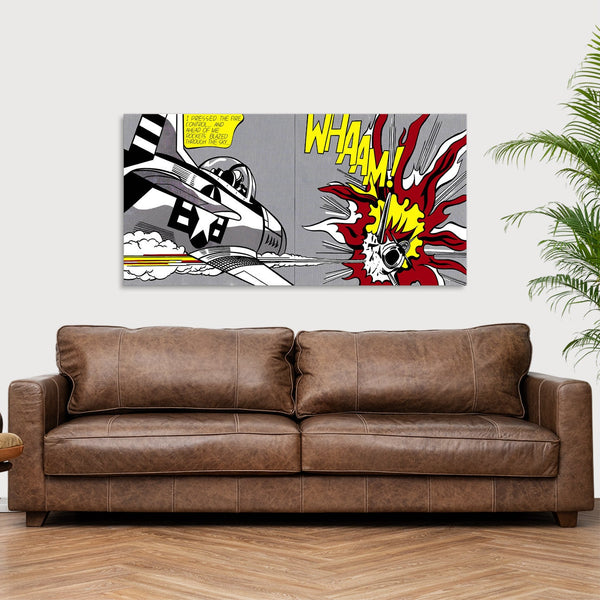 Quadro Stampa su Tela con Telaio in Legno Roy Lichtenstein - Whaam