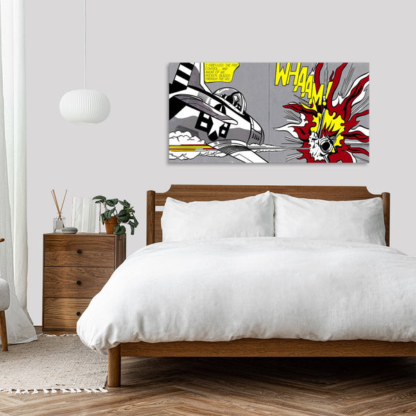 Quadro Stampa su Tela con Telaio in Legno Roy Lichtenstein - Whaam