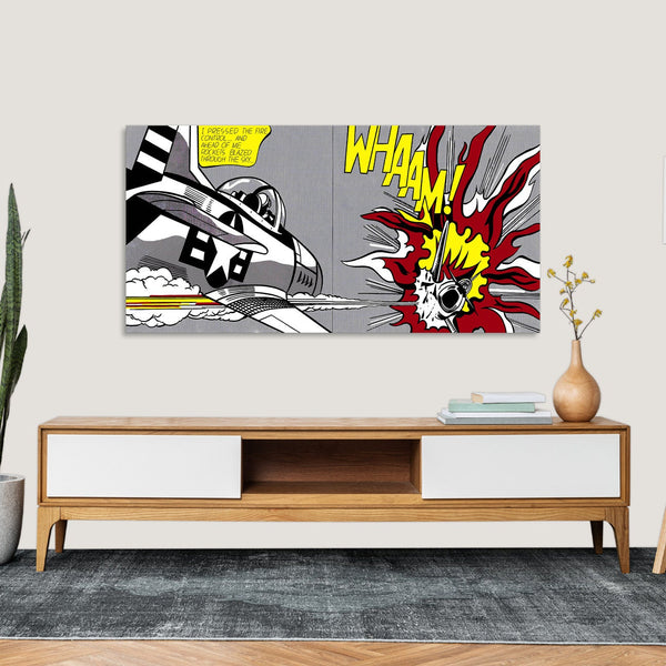 Quadro Stampa su Tela con Telaio in Legno Roy Lichtenstein - Whaam