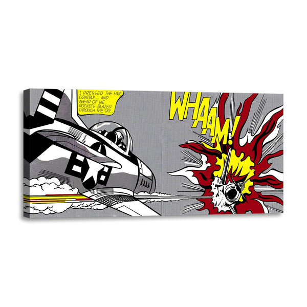 Quadro Stampa su Tela con Telaio in Legno Roy Lichtenstein - Whaam