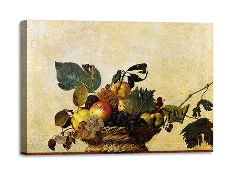 Quadro Stampa su Tela con Telaio in Legno Caravaggio - Canestra di frutta