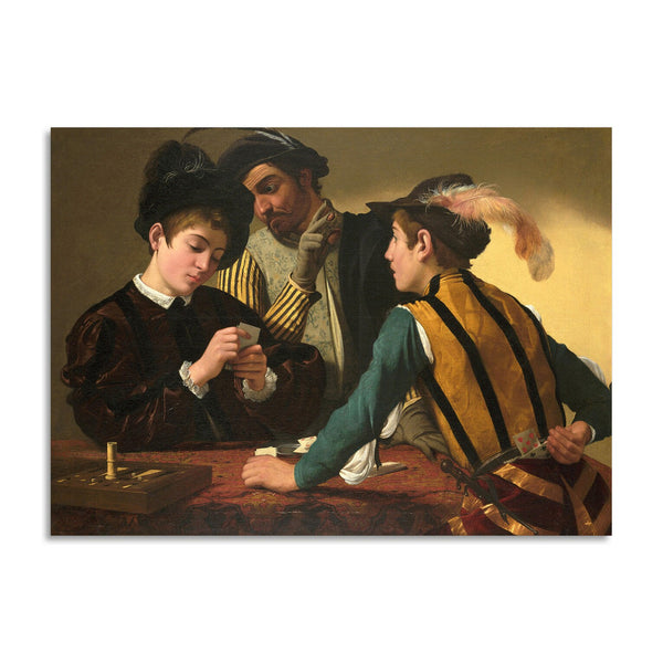 Quadro Stampa su Tela con Telaio in Legno Caravaggio - The Cardsharps