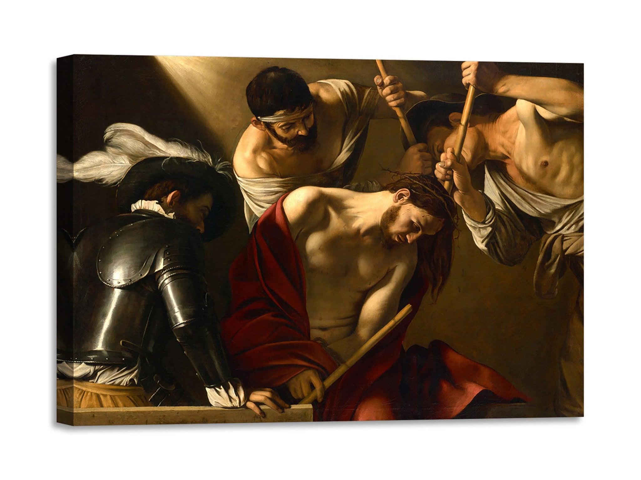 Quadro Stampa su Tela con Telaio in Legno Caravaggio - The Crowning with Thorns