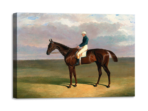 Quadro Stampa su Tela con Telaio in Legno John Frederick Herring - Margrave with James Robinson Up