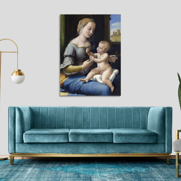 Quadro Stampa su Tela con Telaio in Legno Raffaello Sanzio - The Madonna of the Pinks