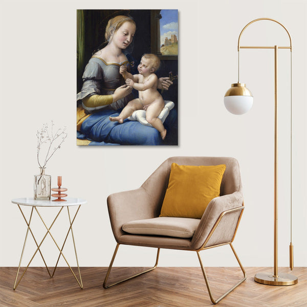 Quadro Stampa su Tela con Telaio in Legno Raffaello Sanzio - The Madonna of the Pinks