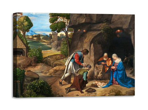 Quadro Stampa su Tela con Telaio in Legno Giorgione - The Adoration of the Shepherds