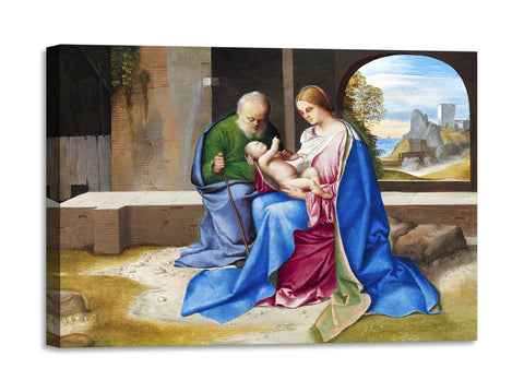 Quadro Stampa su Tela con Telaio in Legno Giorgione - The Holy Family