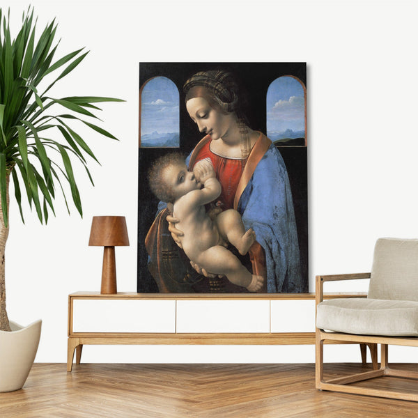 Quadro Stampa su Tela con Telaio in Legno Leonardo da Vinci - Madonna Litta