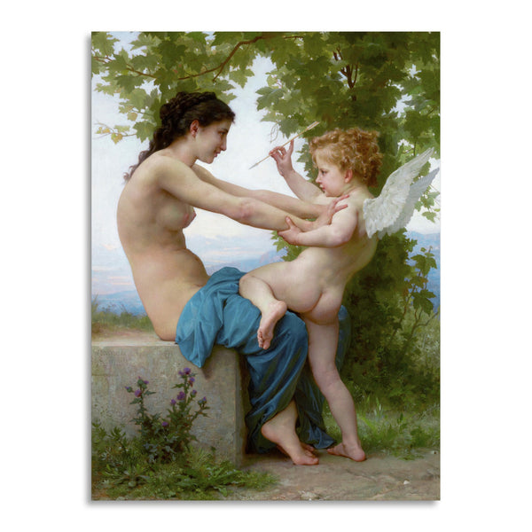 Quadro Stampa su Tela con Telaio in Legno William-Adolphe Bouguereau - A Young Girl Defending Herself against Eros