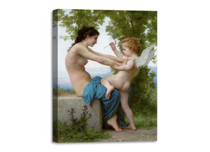 Quadro Stampa su Tela con Telaio in Legno William-Adolphe Bouguereau - A Young Girl Defending Herself against Eros