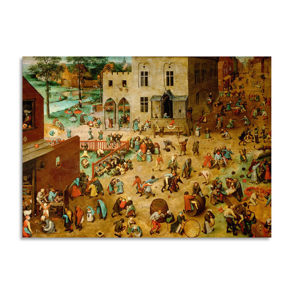 Quadro Stampa su Tela con Telaio in Legno Pieter Bruegel the Elder - Children’s Games