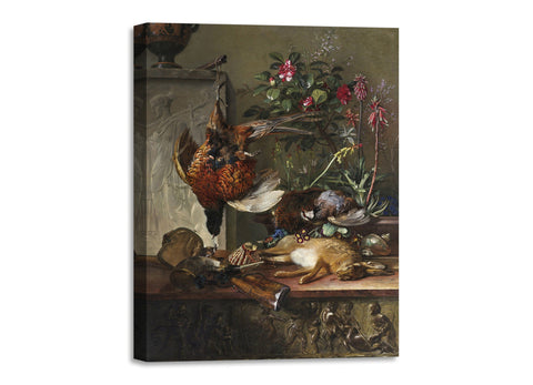 Quadro Stampa su Tela con Telaio in Legno Johannes van Os - Still Life with Game and a Greek Stele