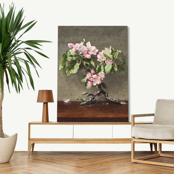 Quadro Stampa su Tela con Telaio in Legno Martin Johnson Heade - Apple Blossoms