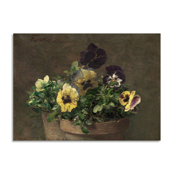 Quadro Stampa su Tela con Telaio in Legno Henri Fantin–Latour - Potted Pansies