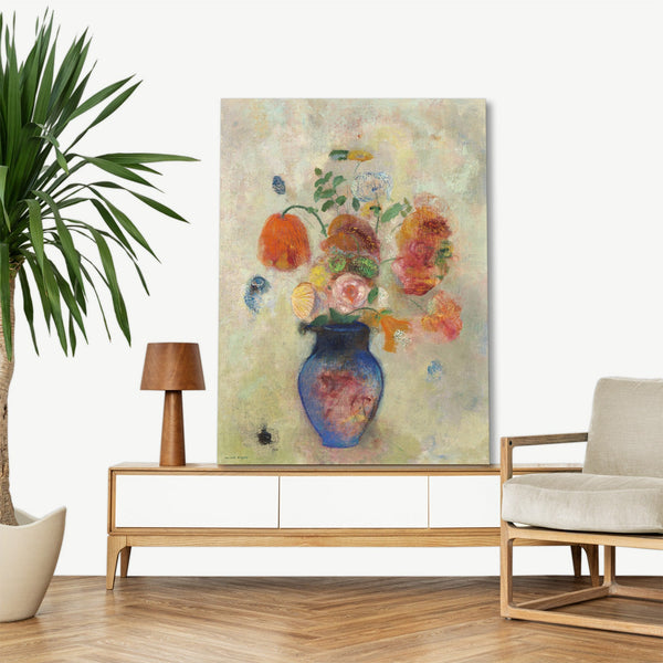 Quadro Stampa su Tela con Telaio in Legno Odilon Redon - Large Vase with Flowers