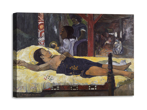 Quadro Stampa su Tela con Telaio in Legno Paul Gauguin - The Birth of Christ