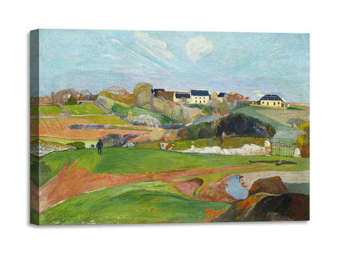 Quadro Stampa su Tela con Telaio in Legno Paul Gauguin - Landscape at Le Pouldu