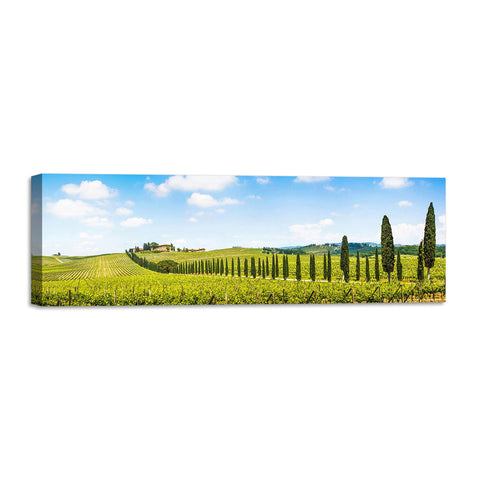 Quadro Stampa su Tela con Telaio in Legno paesaggio alberi