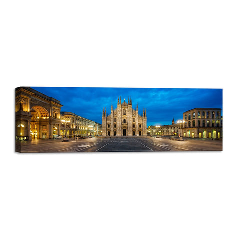 Quadro Stampa su Tela con Telaio in Legno paesaggio milano duomo