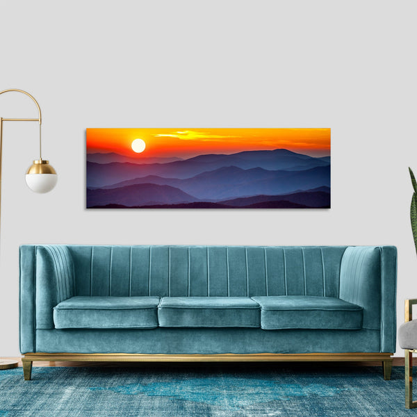 Quadro Stampa su Tela con Telaio in Legno paesaggio tramonto