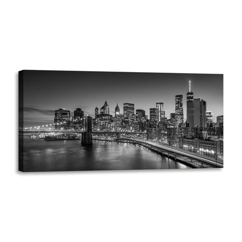 Quadro Stampa su Tela con Telaio in Legno paesaggio new york