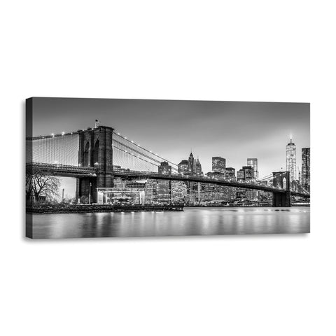 Quadro Stampa su Tela con Telaio in Legno paesaggio new york