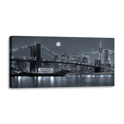 Quadro Stampa su Tela con Telaio in Legno paesaggio new york