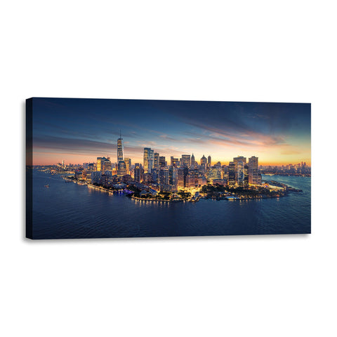 Quadro Stampa su Tela con Telaio in Legno paesaggio new york