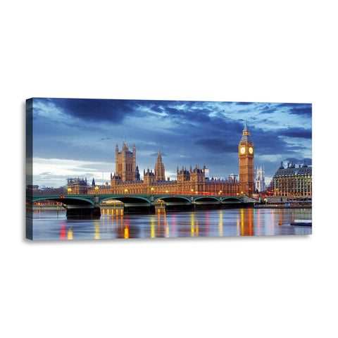 Quadro Stampa su Tela con Telaio in Legno paesaggio londra