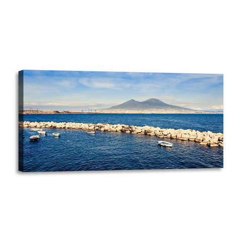 Quadro Stampa su Tela con Telaio in Legno paesaggio napoli