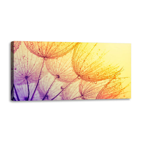 Quadro Stampa su Tela con Telaio in Legno paesaggio fiori