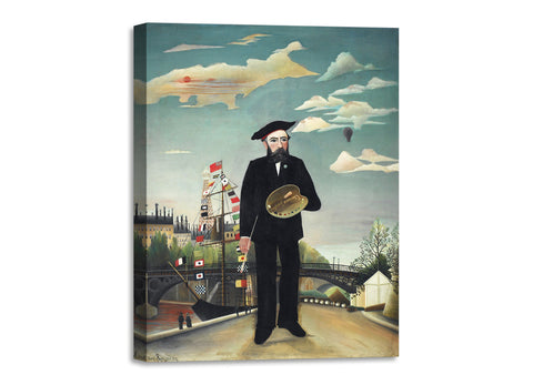 Quadro Stampa su Tela con Telaio in Legno Henri Rousseau - Portrait – Landscape