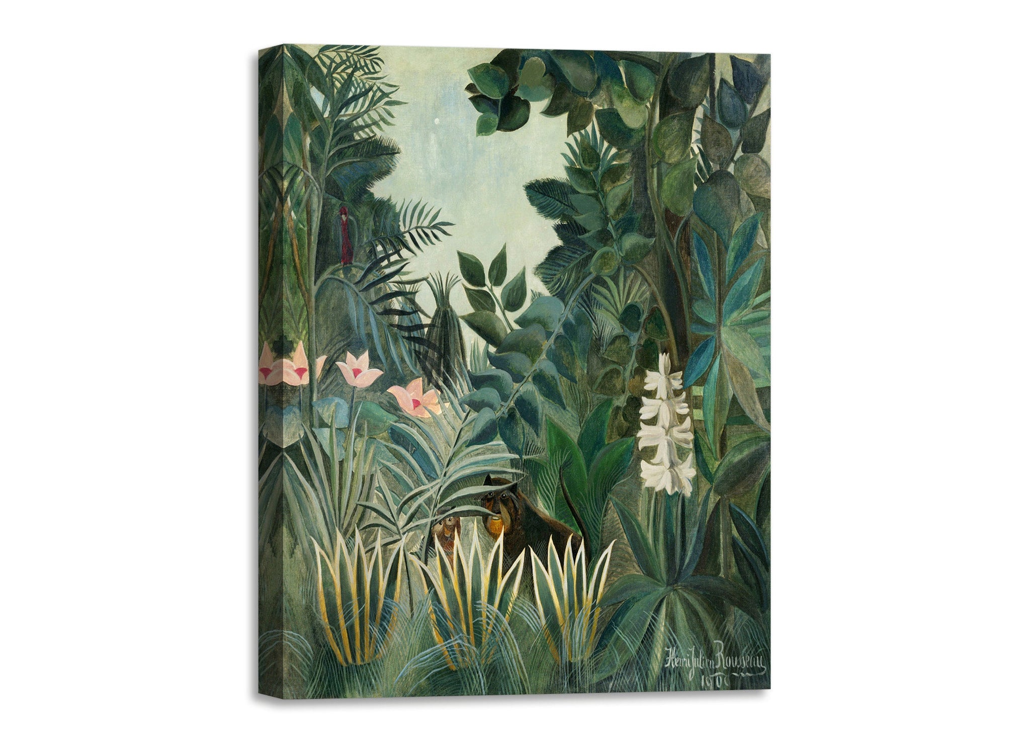 Quadro Stampa su Tela con Telaio in Legno Henri Rousseau - The Equatorial Jungle