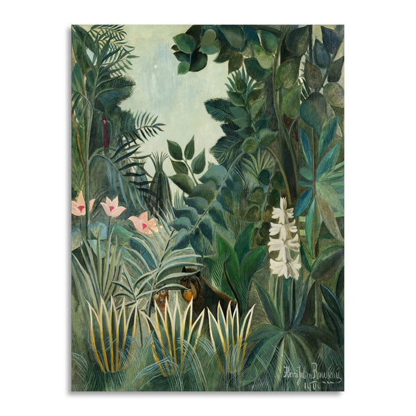 Quadro Stampa su Tela con Telaio in Legno Henri Rousseau - The Equatorial Jungle