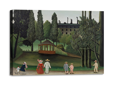 Quadro Stampa su Tela con Telaio in Legno Henri Rousseau - View of Montsouris Park, the Kiosk
