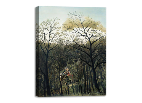 Quadro Stampa su Tela con Telaio in Legno Henri Rousseau - Rendezvous in the Forest