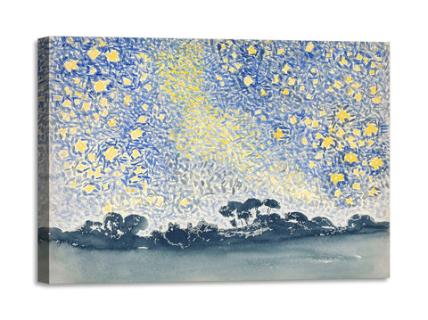 Quadro Stampa su Tela con Telaio in Legno Henri-Edmond Cross - Landscape with Stars