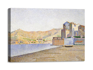 Quadro Stampa su Tela con Telaio in Legno Paul Signac - The Town Beach