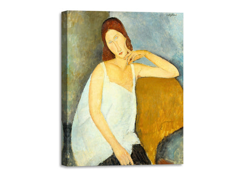 Quadro Stampa su Tela con Telaio in Legno Amedeo Modigliani - Portrait of Jeanne Hébuterne