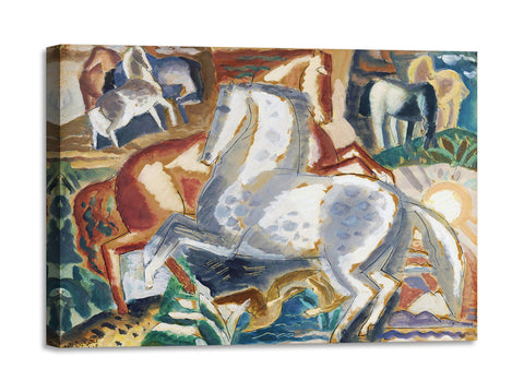 Quadro Stampa su Tela con Telaio in Legno Leo Gestel - Horses in landscape