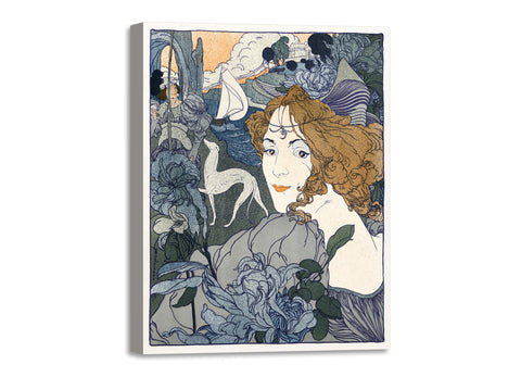 Quadro Stampa su Tela con Telaio in Legno Georges de Feure - Retour