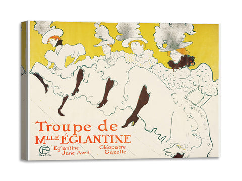 Quadro Stampa su Tela con Telaio in Legno Henri de Toulouse–Lautrec - Mademoiselle Eglantine’s Troupe