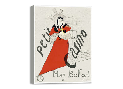Quadro Stampa su Tela con Telaio in Legno Henri de Toulouse–Lautrec - May Belfort