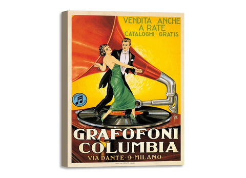 Quadro Stampa su Tela con Telaio in Legno Grafofoni Columbia