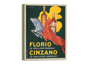 Quadro Stampa su Tela con Telaio in Legno  Leonetto Cappiello - Florio e Cinzano