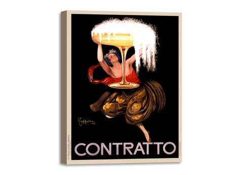 Quadro Stampa su Tela con Telaio in Legno Leonetto Cappiello - Contratto