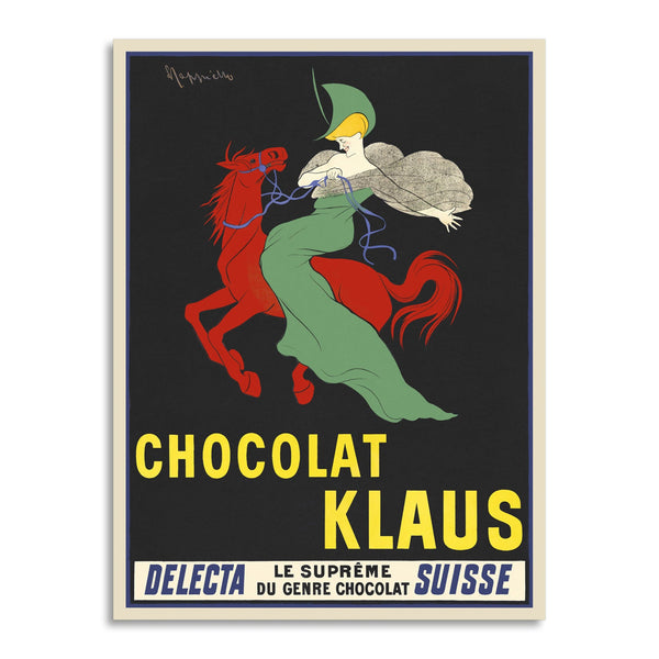 Quadro Stampa su Tela con Telaio in Legno Leonetto Cappiello - Chocolat Klaus