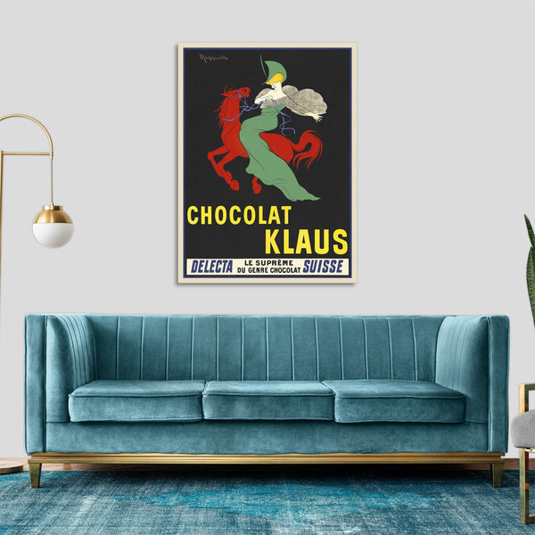 Quadro Stampa su Tela con Telaio in Legno Leonetto Cappiello - Chocolat Klaus