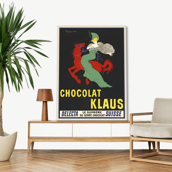 Quadro Stampa su Tela con Telaio in Legno Leonetto Cappiello - Chocolat Klaus